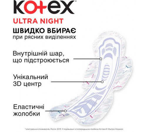 Гігієнічні прокладки Kotex Ultra Night Dry 14 шт