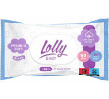 Серветки вологі дитячі Lolly Premium Soft з клапаном 80 шт