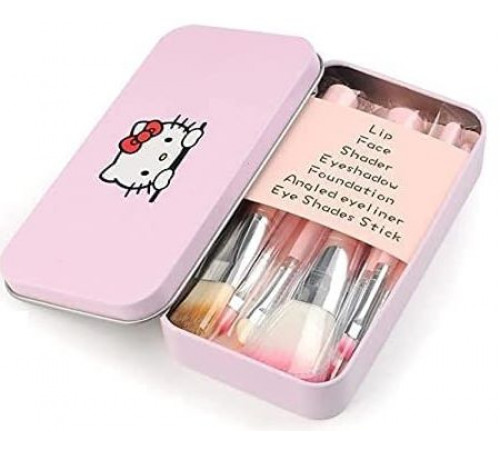 Набор кистей для макияжа в металлическом кейсе Hello Kitty 7 шт