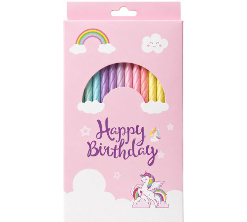 Свічки на торт Happy Birthday пастельні мікс 12 шт