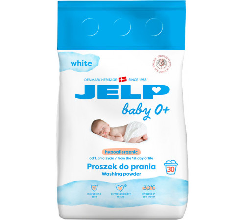 Гіпоалергенний мийний засіб JELP Baby 0+ для прання білого 2.25 кг 30 циклів прання Гіпоалергенний мийний засіб JELP Baby 0+ для прання білого 2.25 кг 30 циклів прання