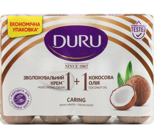 Мило Duru 1+1 Зволожувальний крем та Кокосова олія 4 х 80 г