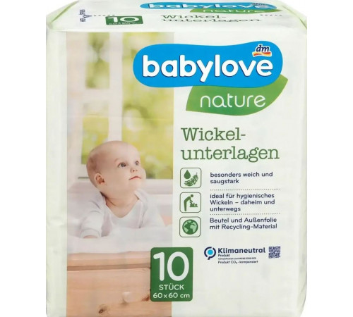 Пеленки детские Babylove Nature 60 х 60 см 10 шт