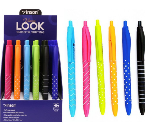 Ручка масляна автоматична Vinson Look 0.7 мм синя