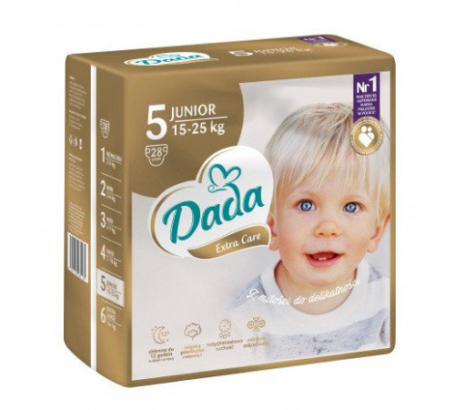 Підгузки дитячі DADA Extra Care GOLD (5) junior 15-25 кг 28 шт