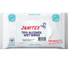 Салфетки влажные дезинфицирующие Janitex 70% спирта 40 шт