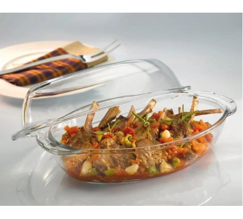 Каструля скляна жаростійка Borcam 59032 овальна 1.9+1.9 л