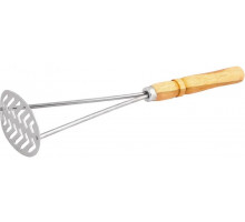 Картоплемянка металлическая овальная с деревянной лакированной ручкой