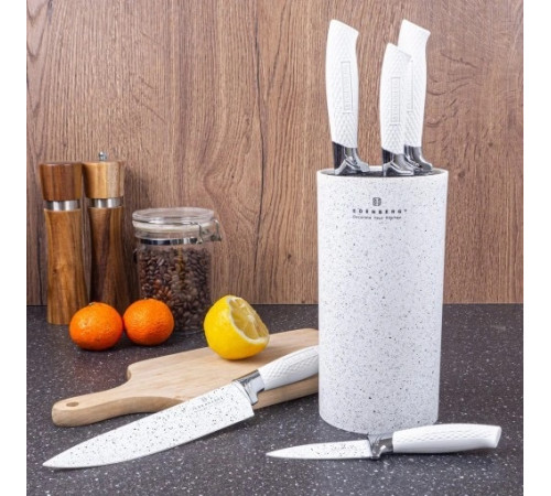 Набір кухонних ножів з нержавіючої сталі Edenberg ЕВ-5103W з підставкою 6 предметів білі