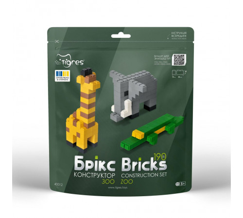 Конструктор Tigres Брикс 40012 Зоо 190 элементов