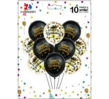 Набір повітряних куль 1212-10-3 Happy birthday 10 х 30 см 10 шт