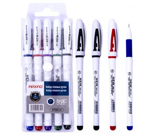 Набір гелевих ручок ЕТ801-5 5 кольорів