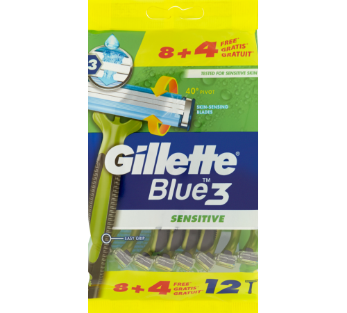 Станки для гоління Gillette Blue 3 Sensitive 8+4 шт