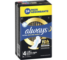 Гігієнічні прокладки Always Ultra Secure Night (Розмір 4) 24 шт