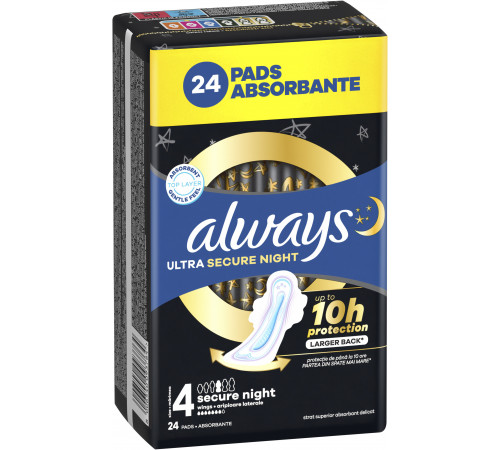 Гігієнічні прокладки Always Ultra Secure Night (Розмір 4) 24 шт