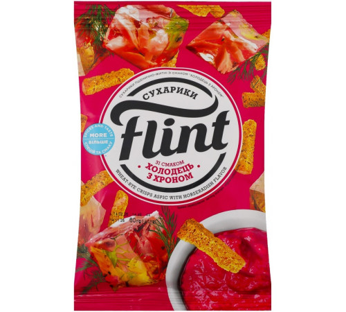 Сухарики пшенично-ржаные Flint со вкусом Холодец с хреном 60 г