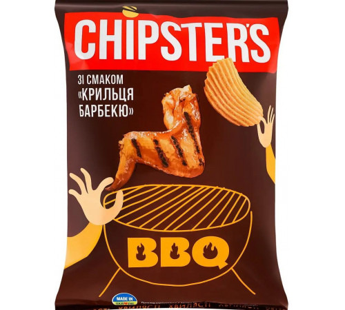 Чипсы Chipster's со вкусом Крыльца барбекю 95 г