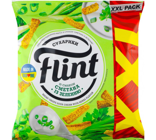Сухарики пшенично-ржаные Flint со вкусом Сметаны с зеленью 150 г