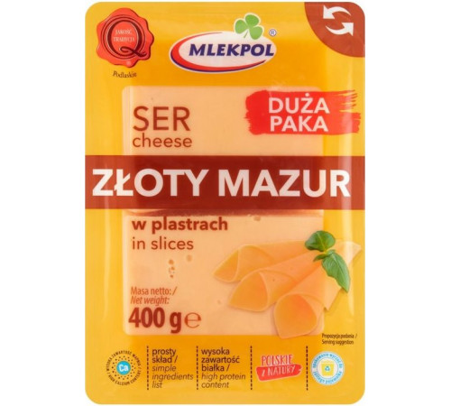 Сыр ломтиками Mlekpol Zloty Mazur 400 г
