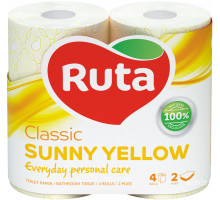 Туалетная бумага Ruta Classic Sunny Yellow 2 слоя 4 рулона