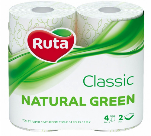 Папір туалетний Ruta  Classic Natural Green 2 шари 4 рулона