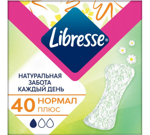 Щоденні гігієнічні прокладки Libresse Natural Care Normal 40 шт