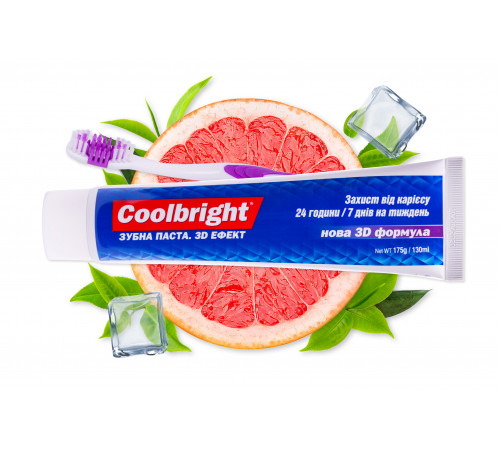 Зубная паста Coolbright Caries Protection 3D эффект 130 мл + зубная щетка