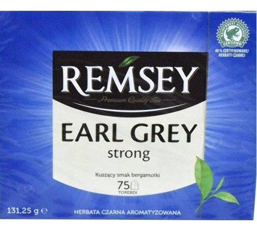 Чай Remsey Earl grey Strong в пакетиках 75 штук 131,25 г