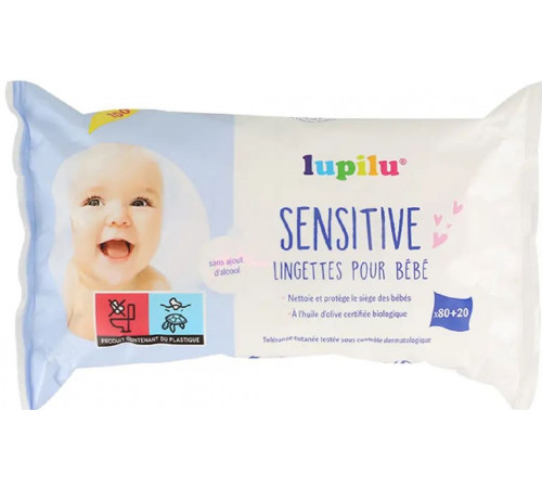 Влажные салфетки детские Lupilu Sensitive 80+20 шт