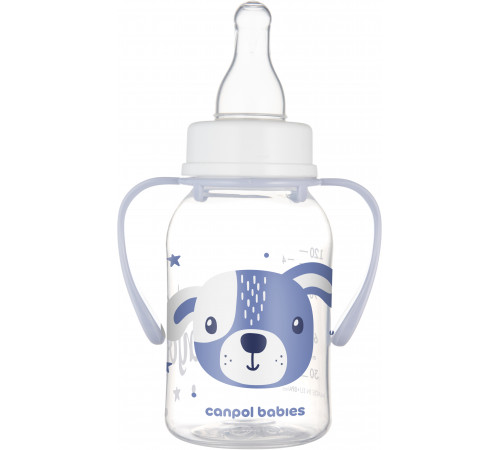 Дитяча пляшечка пластик з ручками Canpol babies 11/823 blu Cute Animals блакитна 120 мл