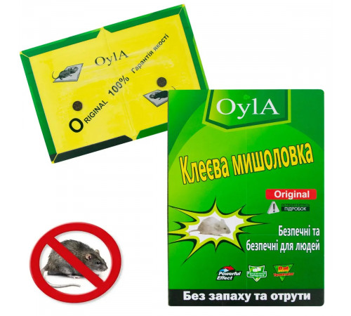 Клейкая пластина для мышей Oyla QS-8617 средняя 12.5х19 см