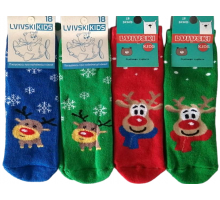 Дитячі шкарпетки махрові Новорічні Lvivski Kids 18 розмір