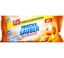 Влажные салфетки для уборки W5 Sanfte Aprikose 80 шт