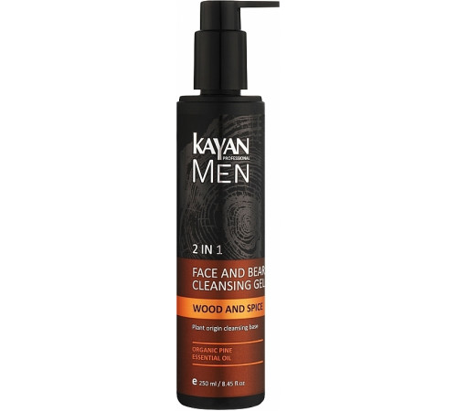 Очищувальний гель 2в1 для бороди і обличчя Kayan Professional Men 250 мл Очищувальний гель 2в1 для бороди і обличчя Kayan Professional Men 250 мл