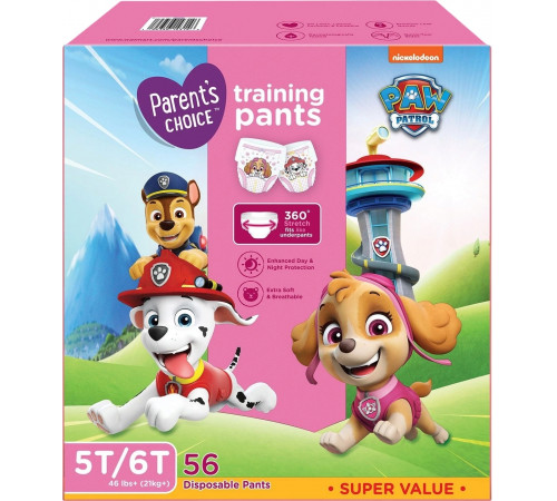 Підгузки-трусики Parents choice Paw Patrol для дівчаток 7 (21+ кг) 56 шт Підгузки-трусики Parents choice Paw Patrol для дівчаток 7 (21+ кг) 56 шт
