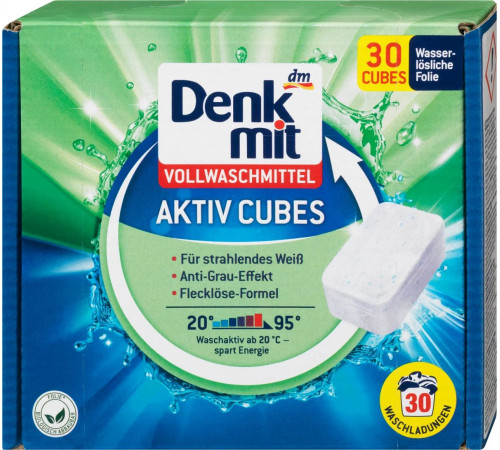 Таблетки для прання Denkmit Activ Cubes Vollwascmittel 30 шт (ціна за 1 шт)