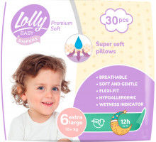 Подгузники детские Lolly Premium Soft 6 (16+кг) 30 шт