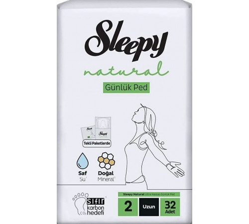 Щоденні гігієнічні прокладки Sleepy Natural Long 32 шт Щоденні гігієнічні прокладки Sleepy Natural Long 32 шт