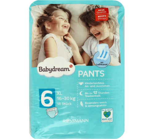 Подгузники-трусики Babydream размер 6 (16-30 кг) 18 шт