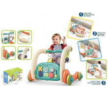 Ходунки 6660 3в1, килимок, бізіборд, 3 брязкальця-підвіски, люстерко, піаніно, мелодії, підсвічування