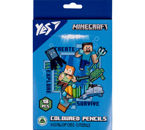Олівці дитячі Yes 290715 Minecraft 18 кольорів Олівці дитячі Yes 290715 Minecraft 18 кольорів