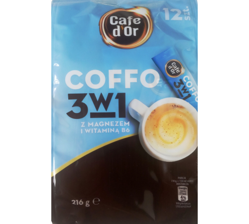 Кофе растворимый Cafe d\'Or 3в1 z magnezem и witamina B6 в стиках 18 г