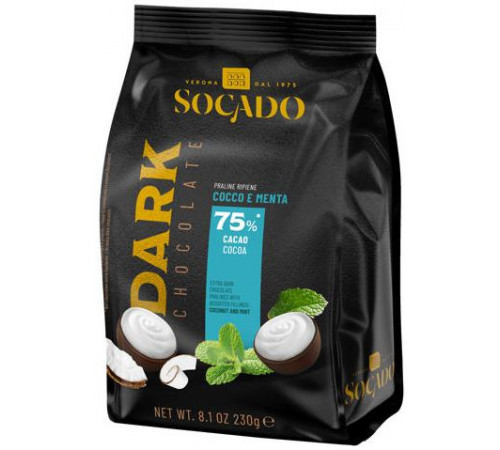 Конфеты Socado Dark Chocolate 75% Cocco e Menta 230 г