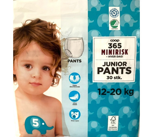 Подгузники-трусики Coop 365 Minirisk 5 (12-20 кг) 30 шт