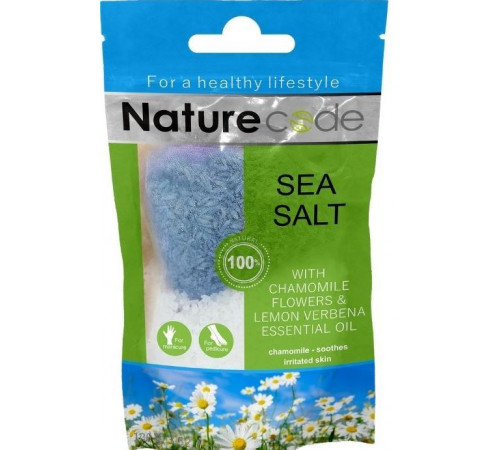 Соль морская для ванны Nature Code с цветами Ромашки и эфирным маслом лимонной Вербены 100 г