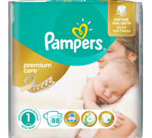 Подгузники Pampers Premium Care New Born Размер 1 2-5 кг, 88 подгузников