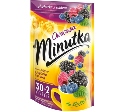 Чай Minutka с Ежевикой, Черницей и Малиной 32 пакетика 64 г Чай Minutka с Ежевикой, Черницей и Малиной 32 пакетика 64 г