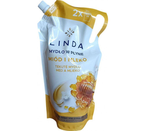 Жидкое мыло Linda Мед с молоком дой-пак 1 л Жидкое мыло Linda Мед с молоком дой-пак 1 л
