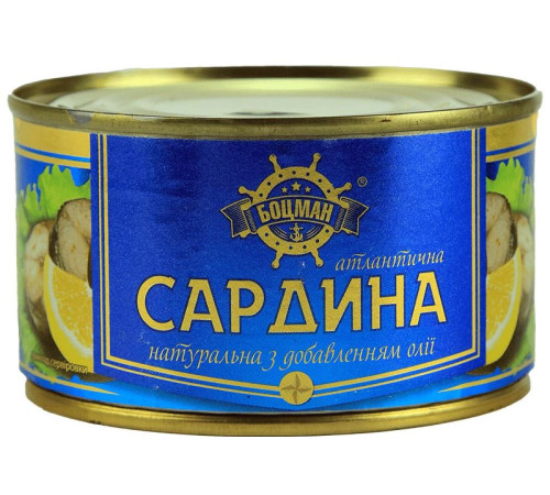 Сардина атлантична Боцман з додаванням олії ж/б 230 г