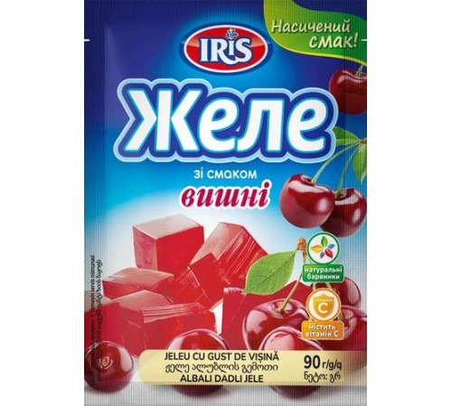 Желе IRIS зі смаком Вишні 90 г Желе IRIS зі смаком Вишні 90 г